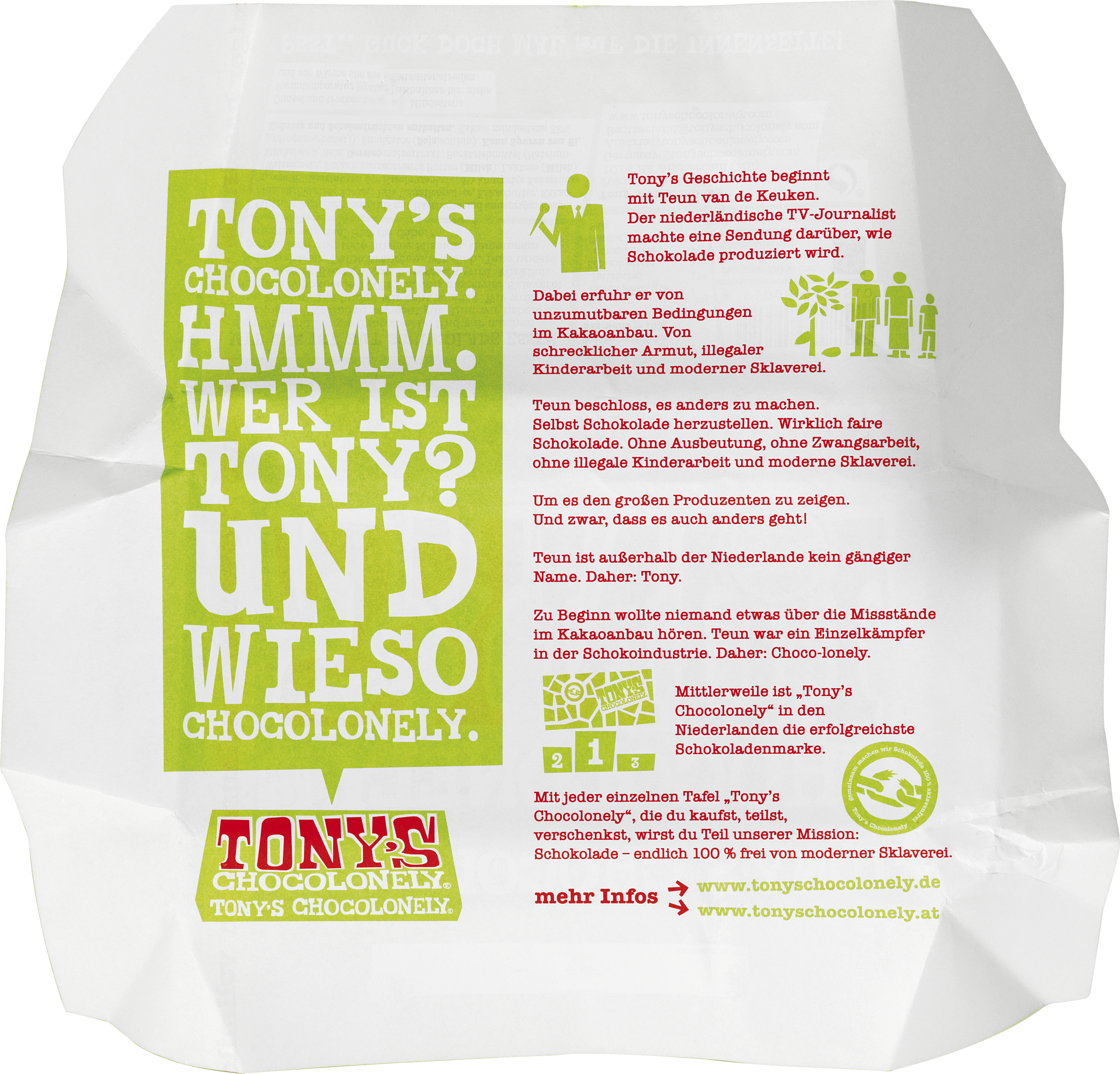 Vollmilchschokolade 32 % cremiger Haselnuss Crunch-Tonys Chocolonely Austria