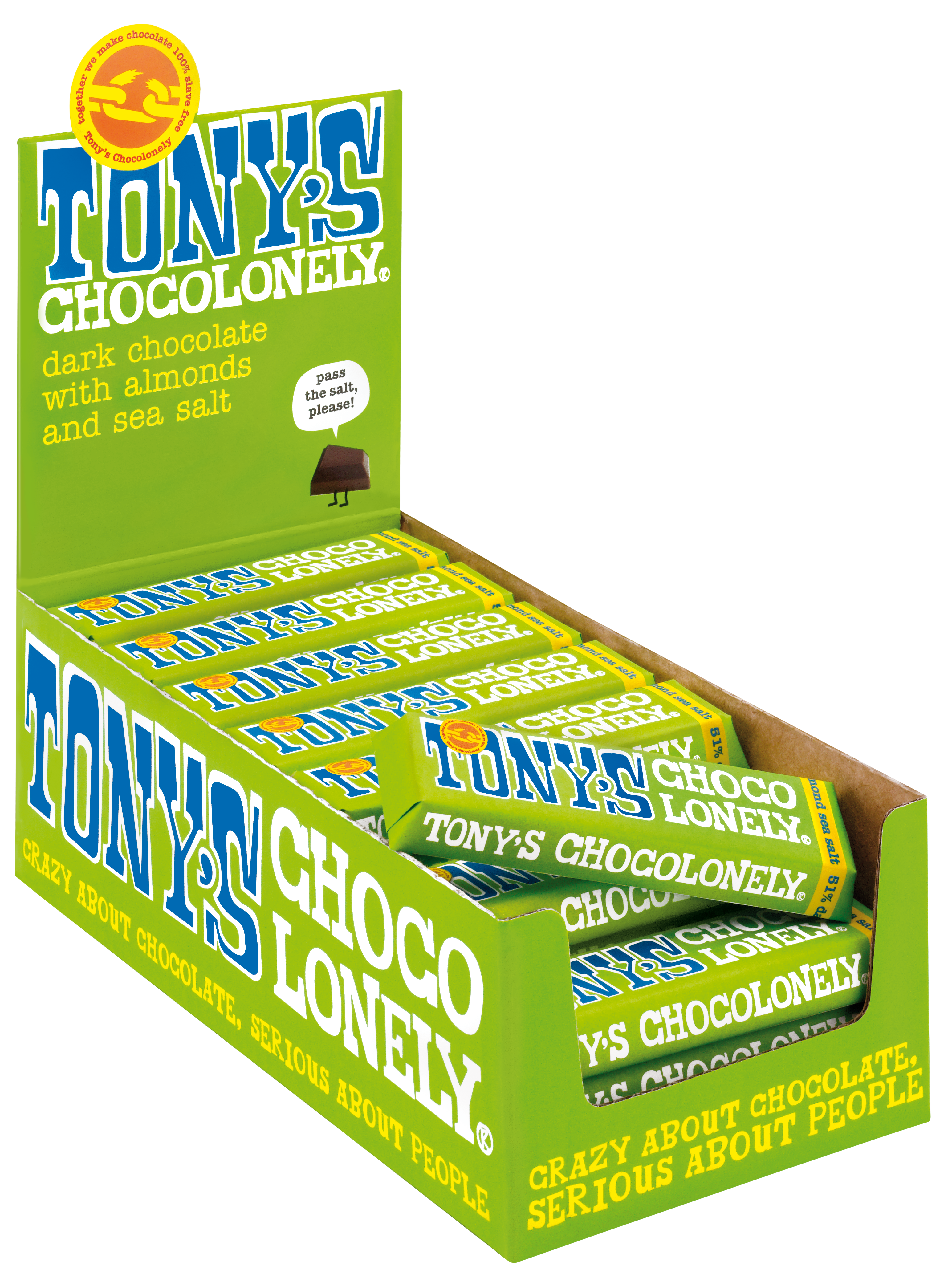 Zartbitterschokolade 51% Mandel Meersalz-Tonys Chocolonely Austria