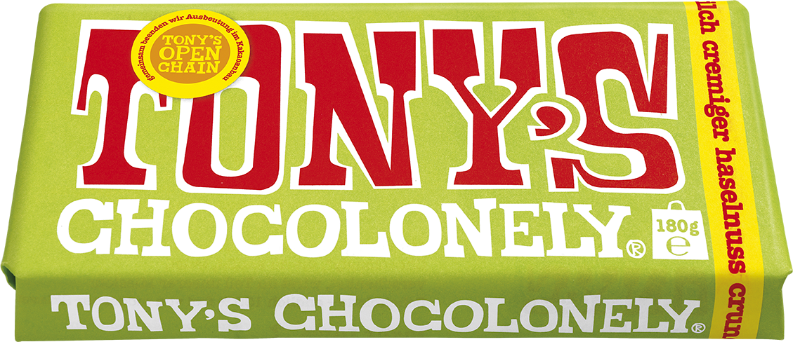 Vollmilchschokolade 32 % cremiger Haselnuss Crunch-Tonys Chocolonely Austria