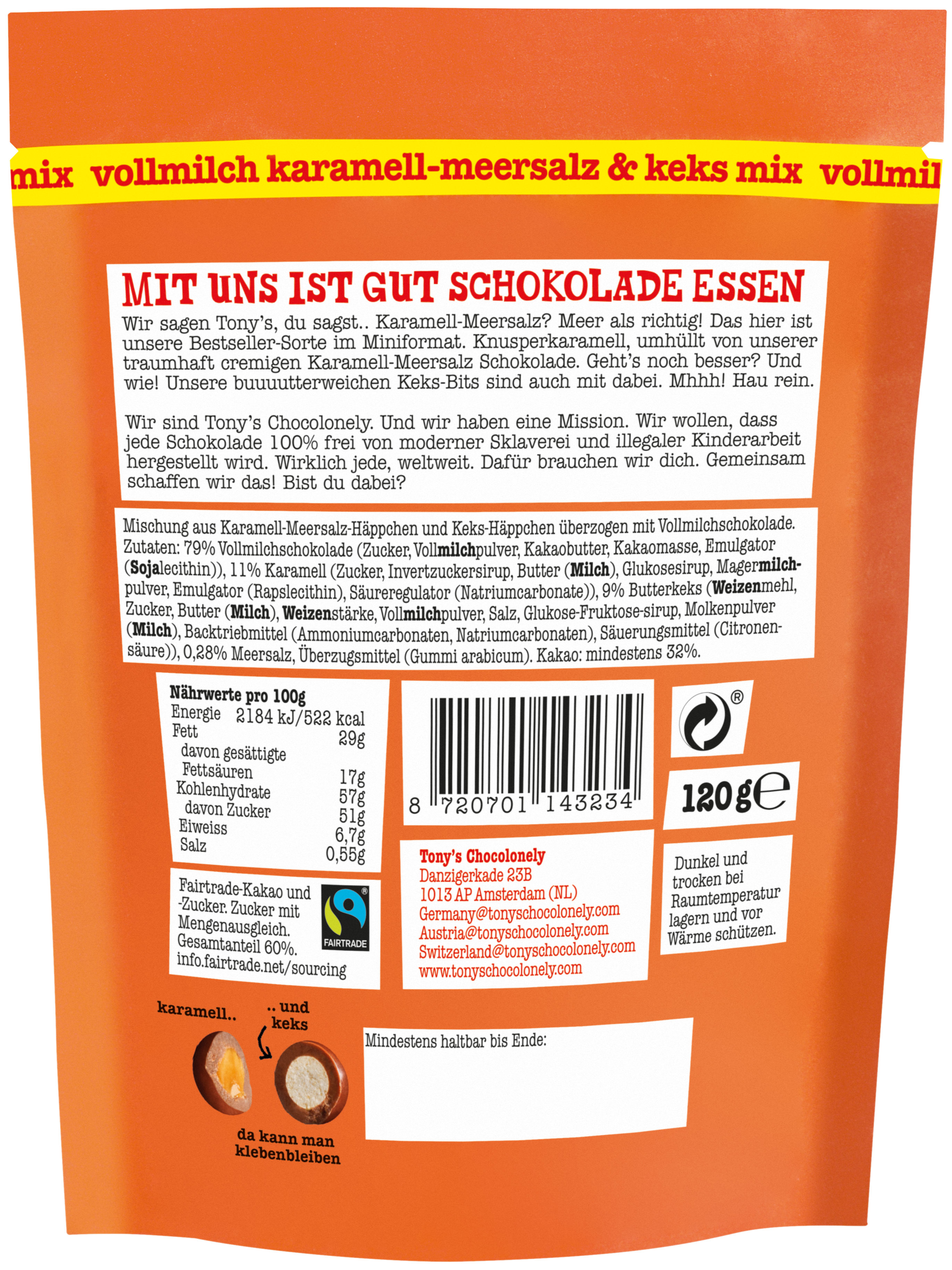 Lil' Bits Vollmilch Karamell-Meersalz & Keks Mix-Tonys Chocolonely Austria